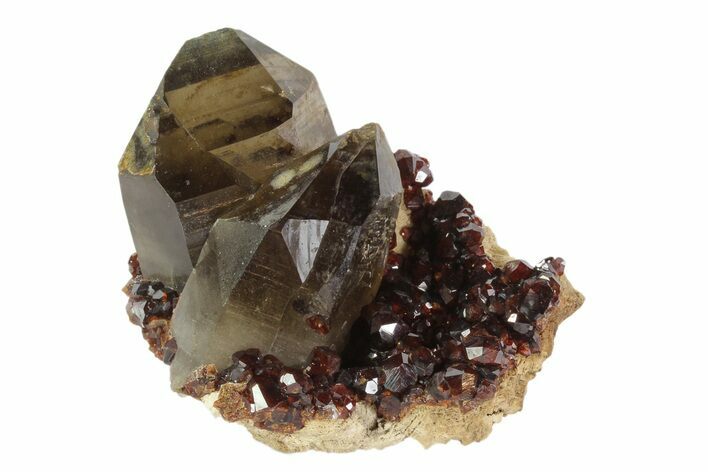 Spessartine Garnet & Smoky Quartz Association - China #92704